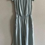 NWT Women Spense Light Denim Wide Leg Elastic Waist Pockets Cropped Jumpsuit 10 Blue Photo 1