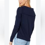Bobi NWT  Los Angeles soft boxy cropped sweatshirt w/ sailor collar. Navy. Small Photo 1