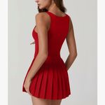 Qinsen Red Mini Tennis Dress Pleated New Size XS Photo 4