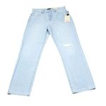 NYDJ Charlotte Relaxed Straight Leg Jeans Light Wash Blue Ripped Size 26 Photo 0