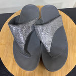 FitFlop  9 Thong Lulu‎ Glitz Toe-Post Sandals Grey Silver Slide On Flip Flops Photo 0