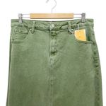 NWT Risen Olive Denim Maxi Skirt Size 1XL High Rise Stretch Midi Long Jean Skirt Green Photo 4