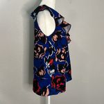 Jade Ruffle Floral Sleeveless Blouse Size XS Blue Photo 2