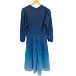 Wayward Fancies eShakti Blue Gradient Star Print Midi Dress Long Sleeve Ruched‎ Size M Photo 4