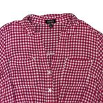 Jones New York Jones‎ New York Pink Gingham Plaid Roll Tab Sleeve Tie Front Blouse Top - L Photo 4