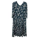 Pact  V-Neck Midi Dress Organic Cotton Dark Teal Blue Floral Size XL Photo 3