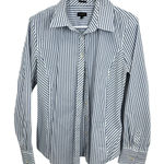 Talbots  Womens Striped Button Down Shirt Wrinkle Resistant Blue White Size 12 Photo 0