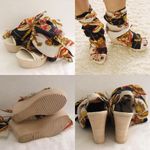 Venilla Suite Scarf Wedge Wrap Sandals Size 5 Photo 4