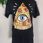 Unisex All Seeing Eye Pizza T Shirt Black Photo 0