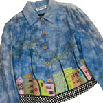 Funky 1990s Vintage Art To Wear Quirky City Scape Retro Jacket Small Blue Photo 1