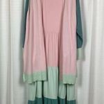 Lands' End Two Piece Pink&Green Color Block Maxi Dress&Longline Cardigan Sz.3X Photo 4