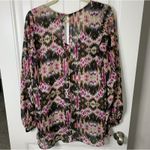 Show Me Your Mumu Medium Chelsey Ikat Print Top Blouse Long Sleeve Keyhole Women Photo 6