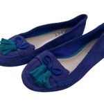 DKNY  New York Suede Ballet Flat Loafer Tassel Purple Green SZ 6 Photo 3