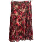 L'Agence NWT L’ Agence Fernanda Pleated Midi Skirt Dark Red Floral Size 10 Photo 2