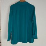 Susan Graver Sussan Graver Teal Blue Green Blouse Large Button Up Shirt Tunic Office Photo 5