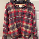 American Eagle  Oversized Pink Flannel Hoodie Photo 0