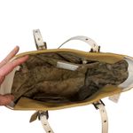 Coach Vintage Hampton Tote Leather Bag Coffee Beige White Trim Double Strap Photo 4