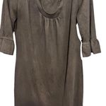 Aryeh  grey faux suede THREE-QUARTER bell SLEEVE DRESS in medium Photo 0