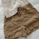 Aerie Womens Twill V Linen Short in Tan Photo 0