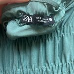 ZARA  green silky tie strap smocked cropped tank top Photo 1