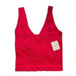 Free People  Cherry Red Solid Rib Brami New M/L Photo 20