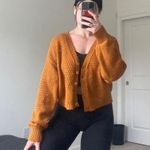 Crop Cardigan Sweater Orange Size M Photo 0