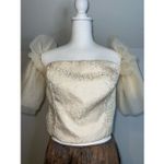 Sunday in Brooklyn Anthropologie Cream Tulle Off-The-Shoulder Top LARGE Photo 1