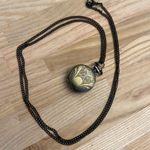 Small Body Gold Tone Pocket Watch and Link Chain Vintage Decorative Scroll Work Photo 2