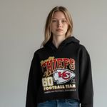 NFL NWT  Kansas City Chiefs Short Hoodie Black Attached Hood Ladies Sz Large Photo 1