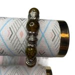 Yellow Black Marbled and Silver Tone Beads Stretch Bracelet Photo 4