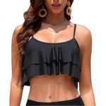 Ruffled Black Bikini with Strappy Details Photo 2