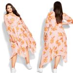 City Chic Dress Rose Floral Print V-Neck Long Sleeve A-Line Maxi Dress Sz 18 NWT Photo 1