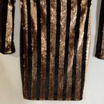 SUNSET + SPRING Sequin Stripe Velvet Long Sleeve‎ Cocktail Mini Dress Size Small Gold Photo 6