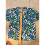 Sugar Lips Floral Print V Neck Puff Sleeve Blouse Top Womens XS Blue Green White Photo 7