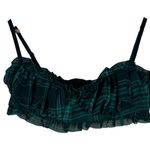 superdown  Zelia Bustier Crop Top Green Plaid Womens S Ruffle E-Girl Streetwear Photo 2