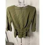 Topshop  Women's Olive‎ Green 3/4 Sleeve Wrap Top Blouse Size US 6 UK 10 Photo 4