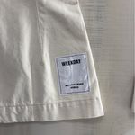 Weekday  womens khaki canvas blouse top S white tan sexy blazer Photo 5