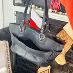 Coach Vintage  Black Gallery Leather Tote F19252 Purse Silver East West bag Photo 6