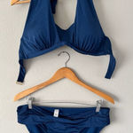 Athleta Halter Bikini Top 40 B/C and Bikini bottoms medium NWT NEW BLUE Photo 0