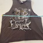 Gray Wolf Graphic Print Hipster Cut Off Tank Top Sz Lg Cotton Crew Neck Photo 8