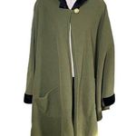 Womens Hooded Cape Fleece Poncho Fur Trim Green Size OS Le Moda u Photo 0