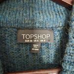 Topshop  Sweater Cozy Knit Dark Blue Teal Green Mock Neck Long Sleeve Casual Cozy Photo 5