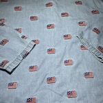 Vintage Denim Shirt Womens XL 90s American Flag Shirt Denim Button Up Patriotic Blue Photo 7
