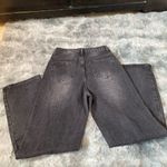 Bagguie Black Flare Wide Leg Jeans with Distressed Knees Photo 3