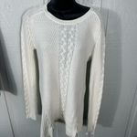 Nautica  Womens Single Cable Knit Tunic Off White Sweater Size Medium EUC Photo 3