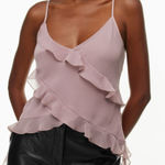 Aritzia Wilfred Eminence Top Ruffled Chiffon Camisole Light Birch Purple Photo 0