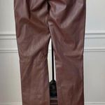 Suzanne Betro S Betro Faux Vegan Leather Brown Side Zip Pants M Long 34” Photo 1