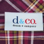 D&Co. Burgundy Plaid Collarless Button Down Shirt Size XL Burgundy Plaid Top Red Photo 6