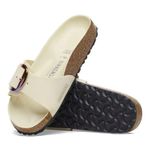 Birkenstock  Madrid Iridescent Big
Buckle Nubuck Leather Slide Sandal, Ecru,37EU Photo 1