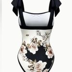 Pretty Matching Floral Swimsuit and Sarong Set Sz L Black Size L Photo 3